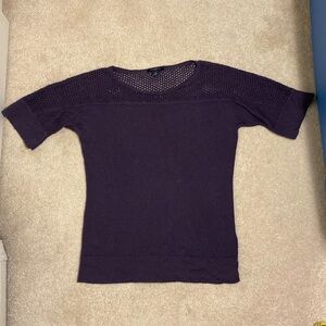 Banana Republic Purple Short Sleeve Lightweight Sweater Top Size XS Crocheted